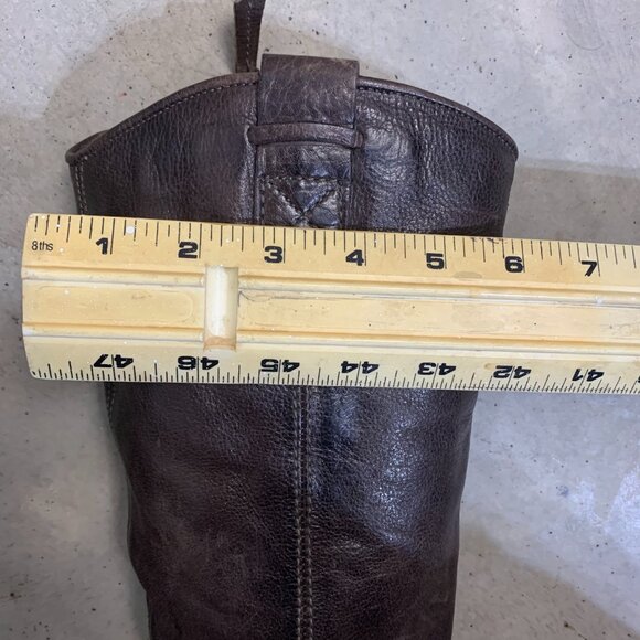 Mjus Riding Boots EU 37 US 6.5 Brown Leather Tall Knee High Low Block Heel Boho - Picture 15 of 16